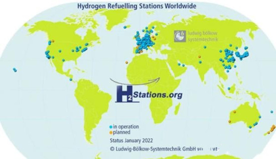 2021年，142座新站投入使用，刷新了氫燃料加注的記錄(圖1)